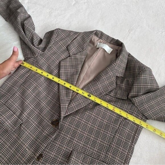 STYLENANDA Korea Single Breasted Padded Shoulder Plaid Check Blazer Size S - Picture 4 of 12
